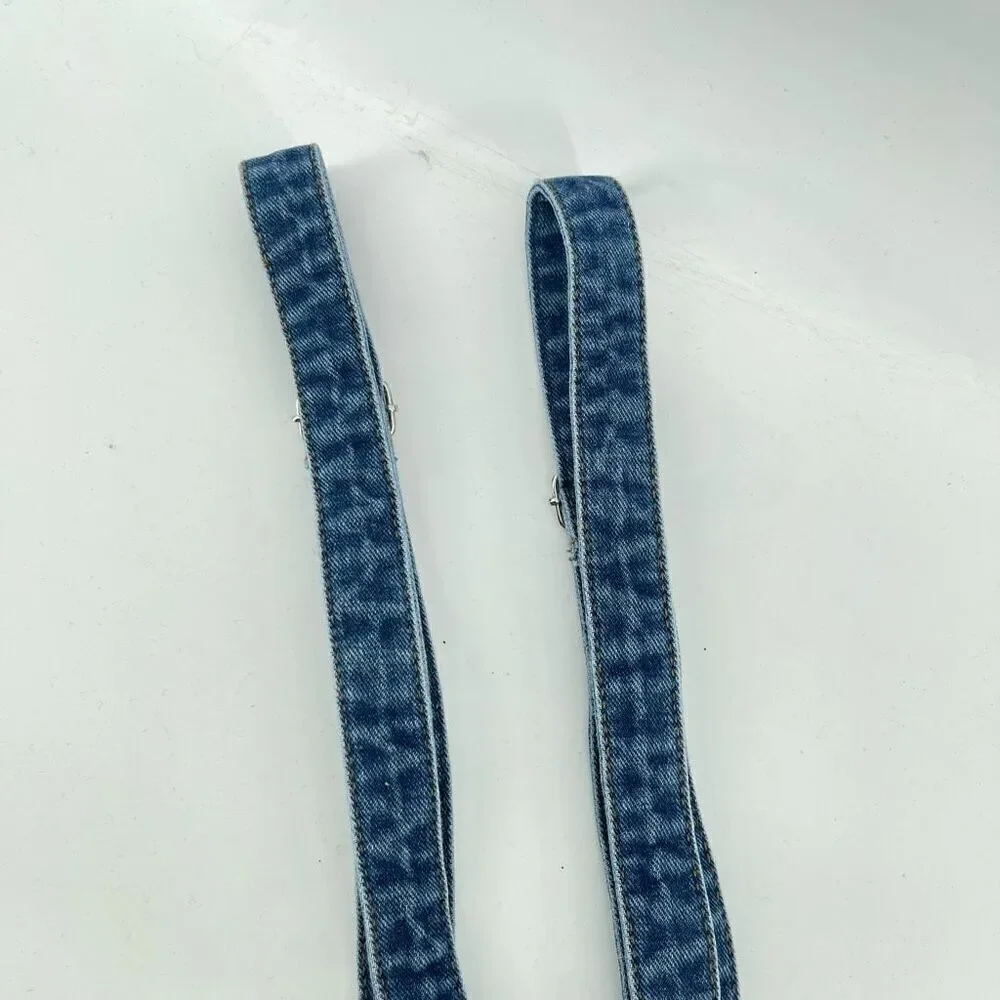Adjustable Blue Denim Suspenders Women, Teens & Kids Unisex with Clip Closures